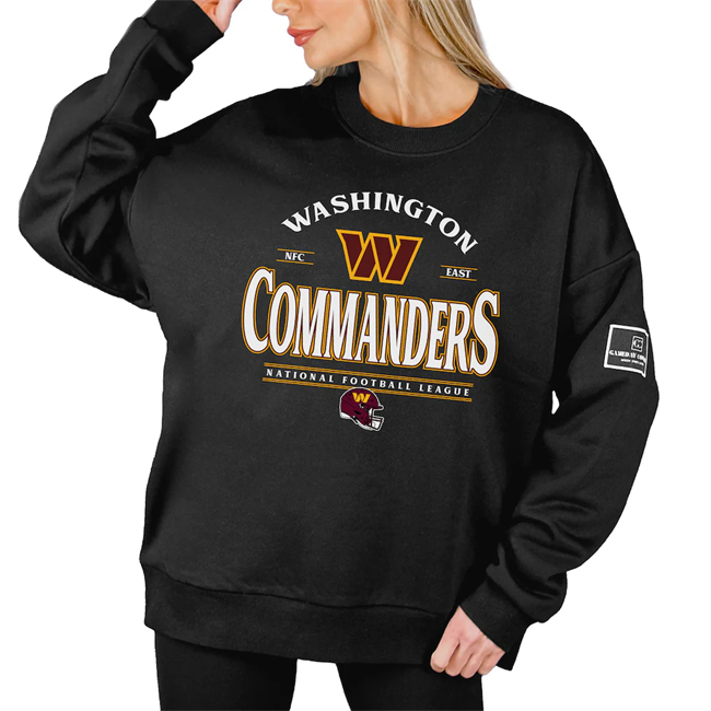 Women's Black Washington Commanders Gameday Couture Oversized Players Only Black Label Pullover Sweatshirt(Run Small)